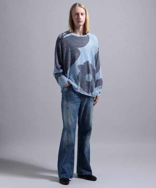 BLAYMORE(ブレイモア)の「【BLAYMORE】Butterfly Flower Glitter Knit / メッシュニット ラメ糸混紡(ニット/セーター・メンズ・ブラック/ライトブルー・S/M)」の9枚目の写真