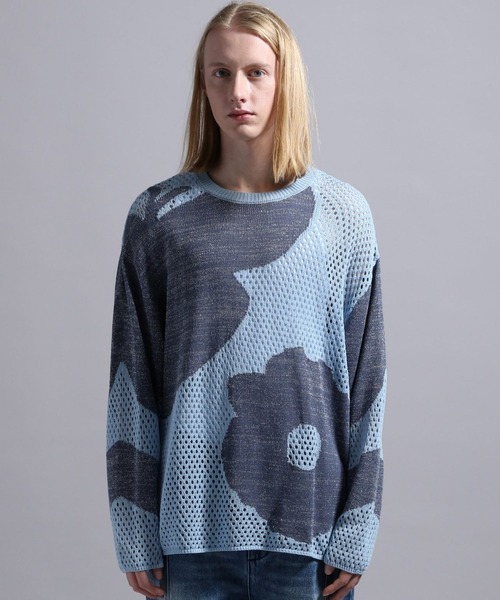 BLAYMORE(ブレイモア)の「【BLAYMORE】Butterfly Flower Glitter Knit / メッシュニット ラメ糸混紡(ニット/セーター・メンズ・ブラック/ライトブルー・S/M)」の10枚目の写真