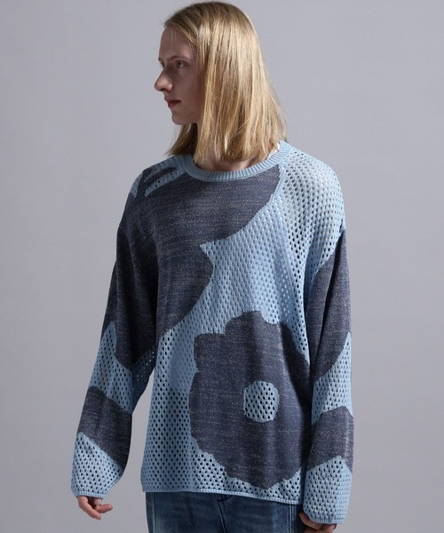 BLAYMORE(ブレイモア)の「【BLAYMORE】Butterfly Flower Glitter Knit / メッシュニット ラメ糸混紡(ニット/セーター・メンズ・ブラック/ライトブルー・S/M)」の11枚目の写真