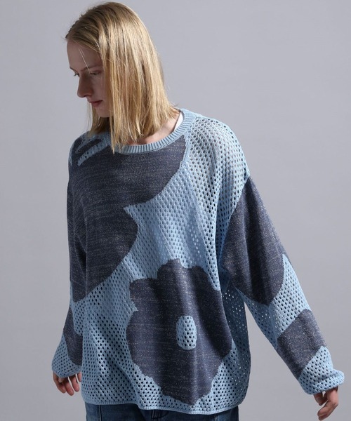 BLAYMORE(ブレイモア)の「【BLAYMORE】Butterfly Flower Glitter Knit / メッシュニット ラメ糸混紡(ニット/セーター・メンズ・ブラック/ライトブルー・S/M)」の14枚目の写真