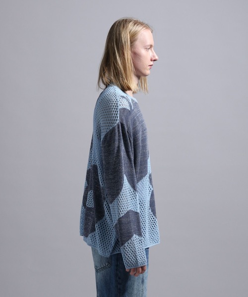 BLAYMORE(ブレイモア)の「【BLAYMORE】Butterfly Flower Glitter Knit / メッシュニット ラメ糸混紡(ニット/セーター・メンズ・ブラック/ライトブルー・S/M)」の15枚目の写真