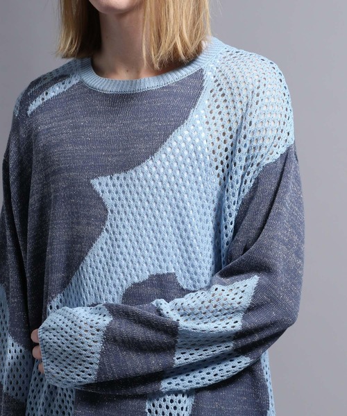 BLAYMORE(ブレイモア)の「【BLAYMORE】Butterfly Flower Glitter Knit / メッシュニット ラメ糸混紡(ニット/セーター・メンズ・ブラック/ライトブルー・S/M)」の19枚目の写真