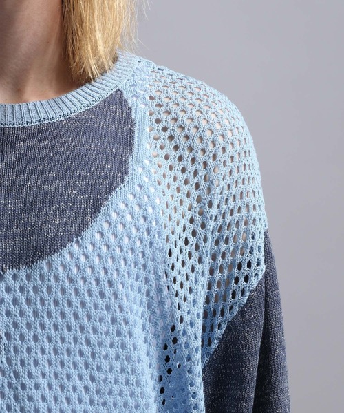 BLAYMORE(ブレイモア)の「【BLAYMORE】Butterfly Flower Glitter Knit / メッシュニット ラメ糸混紡(ニット/セーター・メンズ・ブラック/ライトブルー・S/M)」の21枚目の写真