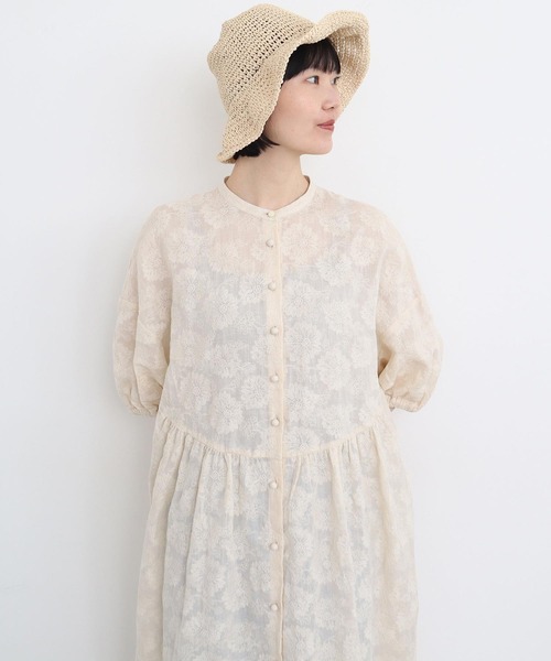 l'atelier du savon（アトリエドサボン）の「●線画のお花ラミー刺繍　ワンピース（ワンピース・レディース・パープル/ネイビー/キナリ・FREE）」の17枚目の写真