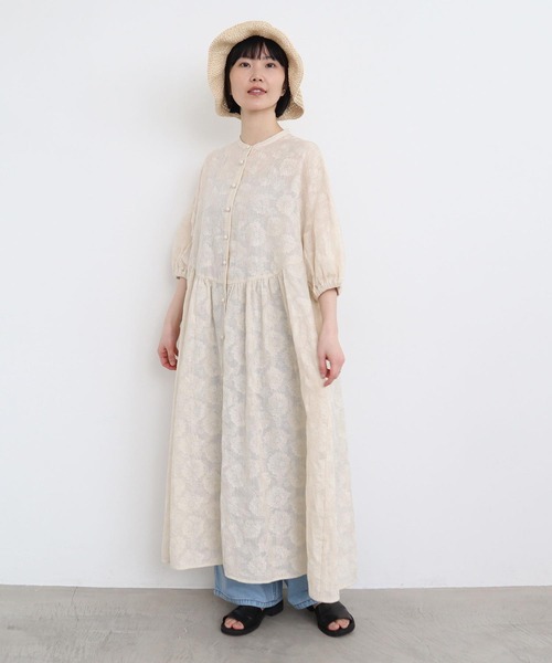 l'atelier du savon（アトリエドサボン）の「●線画のお花ラミー刺繍　ワンピース（ワンピース・レディース・パープル/ネイビー/キナリ・FREE）」の18枚目の写真