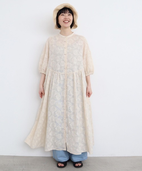 l'atelier du savon（アトリエドサボン）の「●線画のお花ラミー刺繍　ワンピース（ワンピース・レディース・パープル/ネイビー/キナリ・FREE）」の19枚目の写真