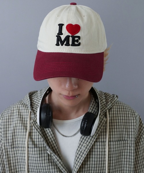 SPINNS（スピンズ）の「コットンキャップ/I LOVE ME（キャップ・メンズ・ブラック×ホワイト/ブラック系その他・ONESIZE）」の2枚目の写真