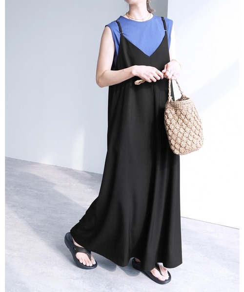 reca（レカ）の「【ZOZOTOWN限定】前後2wayキャミワンピース（ワンピース・レディース・ブラック/チャコールグレー・M/L）」の2枚目の写真