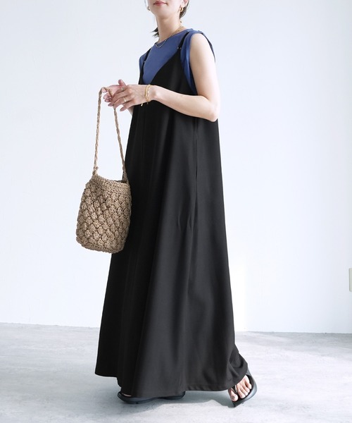 reca（レカ）の「【ZOZOTOWN限定】前後2wayキャミワンピース（ワンピース・レディース・ブラック/チャコールグレー・M/L）」の10枚目の写真