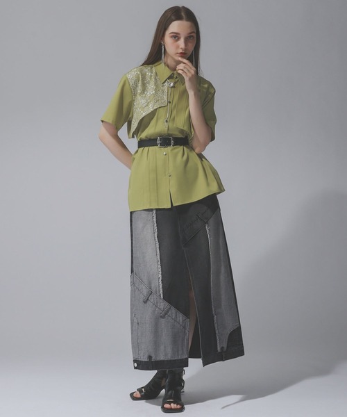 HARE（ハレ）の「アシメプリーツシャツ(HARE)（シャツ/ブラウス・レディース・ブラック/イエロー系その他/グレー/ブルー・FREE）」の15枚目の写真