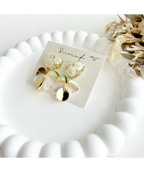 tone(トーン)の「【S.coeuf】【S.coeuf】金属アレルギー対応ピアス ハート×スパンコール(MA)(ピアス(両耳用)・レディース・シルバー/ホワイト/ゴールド・FREE)」の4枚目の写真