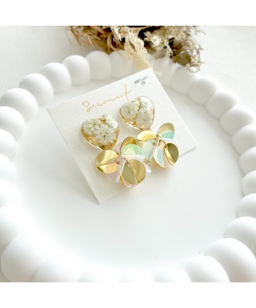tone(トーン)の「【S.coeuf】【S.coeuf】金属アレルギー対応ピアス ハート×スパンコール(MA)(ピアス(両耳用)・レディース・シルバー/ホワイト/ゴールド・FREE)」の5枚目の写真