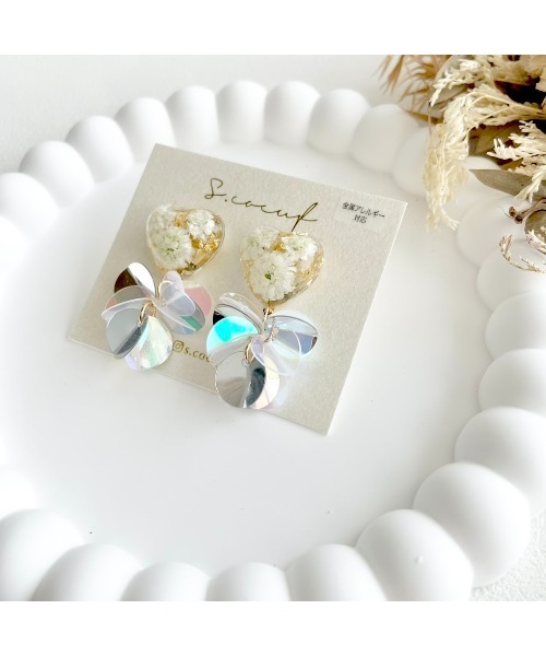tone(トーン)の「【S.coeuf】【S.coeuf】金属アレルギー対応ピアス ハート×スパンコール(MA)(ピアス(両耳用)・レディース・シルバー/ホワイト/ゴールド・FREE)」の7枚目の写真