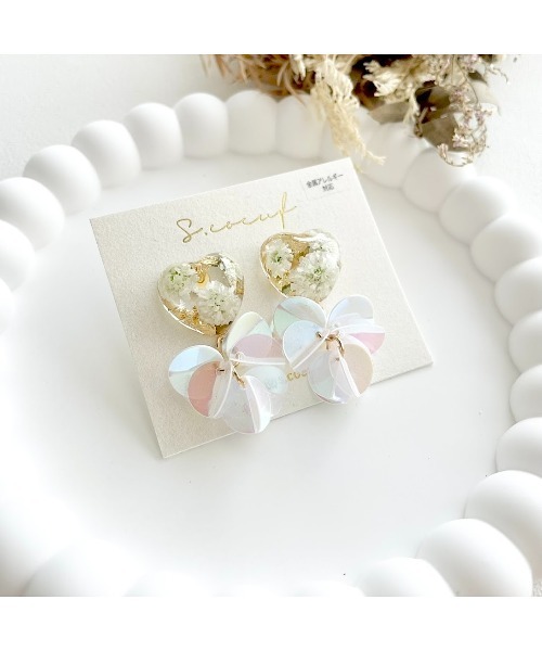 tone(トーン)の「【S.coeuf】【S.coeuf】金属アレルギー対応ピアス ハート×スパンコール(MA)(ピアス(両耳用)・レディース・シルバー/ホワイト/ゴールド・FREE)」の11枚目の写真
