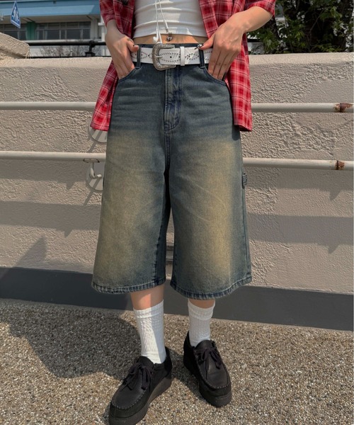 sedacle(セダクル)の「アソートハーフペインターパンツ(デニムパンツ・レディース・ブラック/インディゴブルー/カーキ/ブラウン・SMALL/MEDIUM/LARGE)」の4枚目の写真