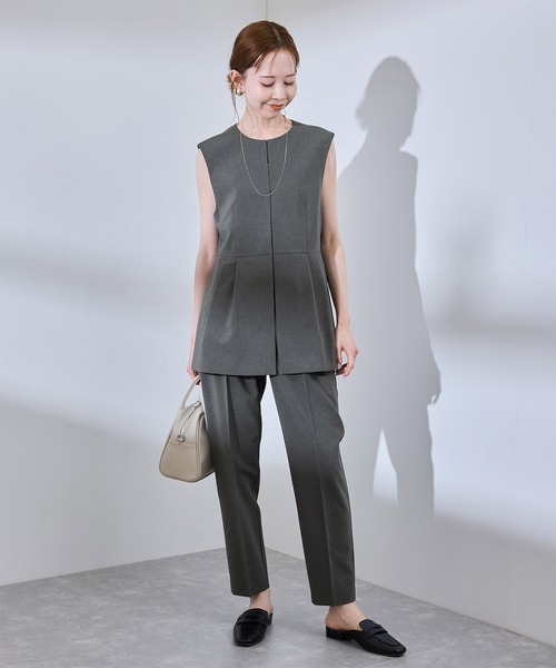 ROPE' PICNIC(ロペピクニック)の「【UV対応】【リネンライク・シリーズ】ペプラムジレベスト/通勤・セットアップ対応(ベスト・レディース・ダークブラウン/ネイビー/グレー/グレー系その他・38)」の5枚目の写真