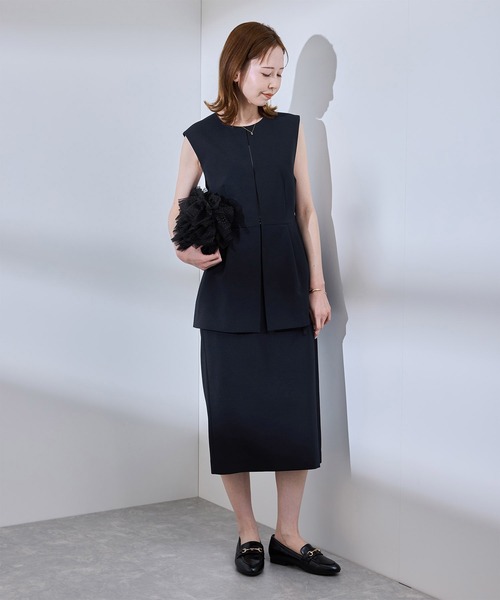 UV対応】【リネンライク・シリーズ】ペプラムジレベスト/通勤  