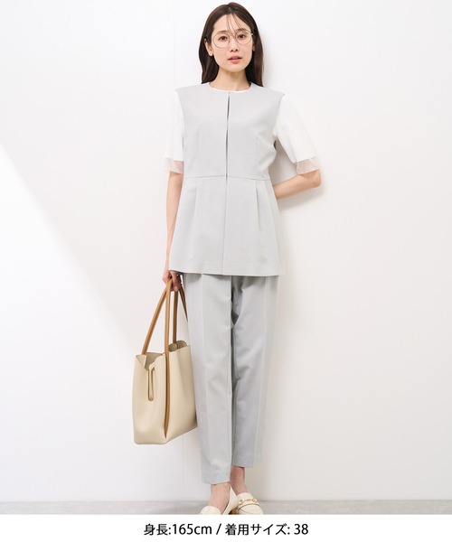 UV対応】【リネンライク・シリーズ】ペプラムジレベスト/通勤