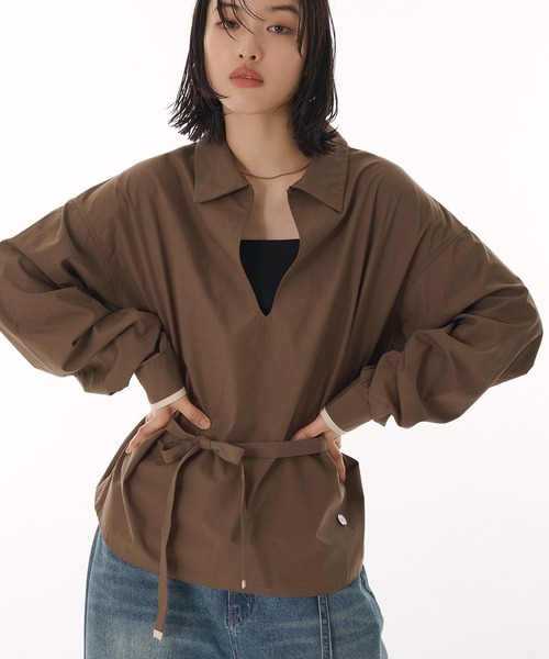 MUHET(ミュエータ)の「skipper collar blouse / スキッパーシャツブラウス(シャツ/ブラウス・レディース・ブラウン/ネイビー・FREE)」の18枚目の写真