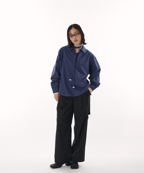 MUHET(ミュエータ)の「skipper collar blouse / スキッパーシャツブラウス(シャツ/ブラウス・レディース・ブラウン/ネイビー・FREE)」の10枚目の写真