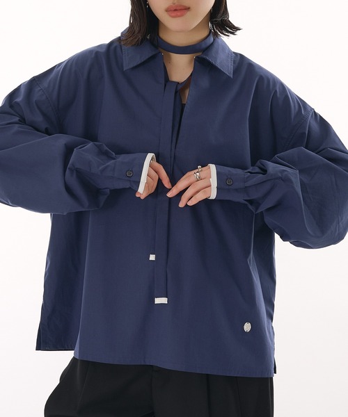 MUHET(ミュエータ)の「skipper collar blouse / スキッパーシャツブラウス(シャツ/ブラウス・レディース・ブラウン/ネイビー・FREE)」の6枚目の写真