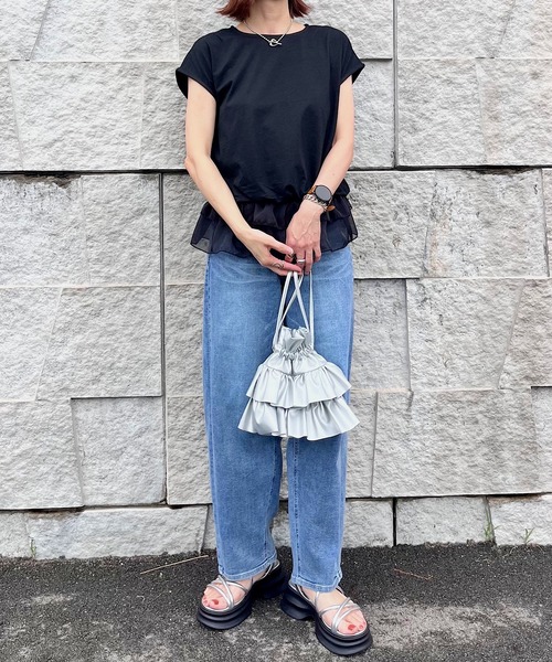 H.TOKYO（エイチトウキョウ）の「ドッキングフリルトップス（Tシャツ/カットソー・レディース・ホワイト/ブラック・FREE）」の6枚目の写真
