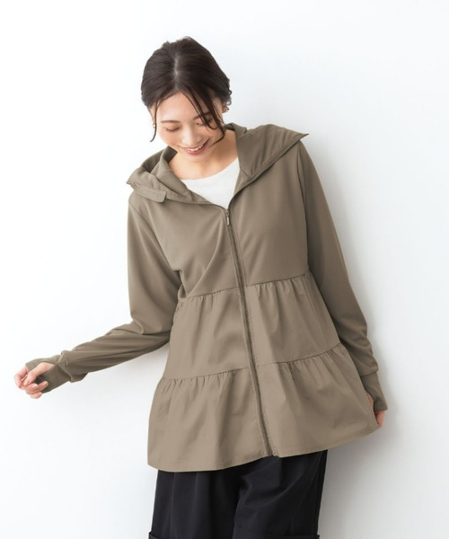 UNDOVE(アンドゥーブ)の「〈UNDOVE〉【はっ水/ストレッチ/UV対策/接触冷感/アウトドア/普段着/水際アイテム/レジャー/日焼け対策/日差し対策/UV対策/フード付き/サムホール付き/指穴/顔まで紫外線を守る】水際&UV異素材切替はっ水パーカー(パーカー・レディース・モカ/ライトブルー・LARGE/X-LARGE/MEDIUM)」の19枚目の写真