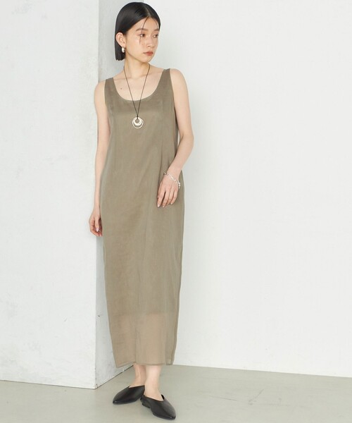 SHIPS(シップス)の「Wai+:〈手洗い可能〉オーガンジー ノースリーブ 2WAY ワンピース(ワンピース・レディース・ブラック/ベージュ系・ONE SIZE)」の1枚目の写真