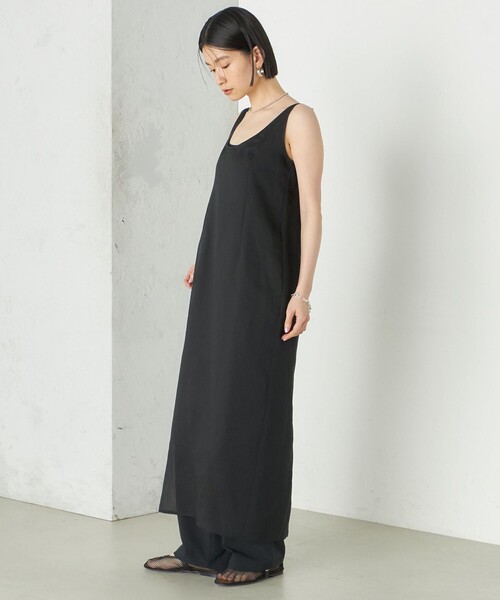 SHIPS(シップス)の「Wai+:〈手洗い可能〉オーガンジー ノースリーブ 2WAY ワンピース(ワンピース・レディース・ブラック/ベージュ系・ONE SIZE)」の4枚目の写真