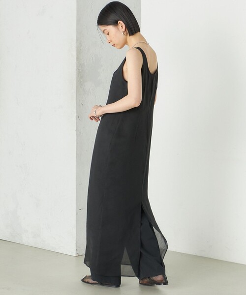 SHIPS(シップス)の「Wai+:〈手洗い可能〉オーガンジー ノースリーブ 2WAY ワンピース(ワンピース・レディース・ブラック/ベージュ系・ONE SIZE)」の5枚目の写真