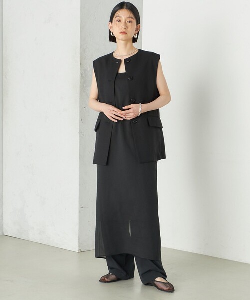 SHIPS(シップス)の「Wai+:〈手洗い可能〉オーガンジー ノースリーブ 2WAY ワンピース(ワンピース・レディース・ブラック/ベージュ系・ONE SIZE)」の11枚目の写真