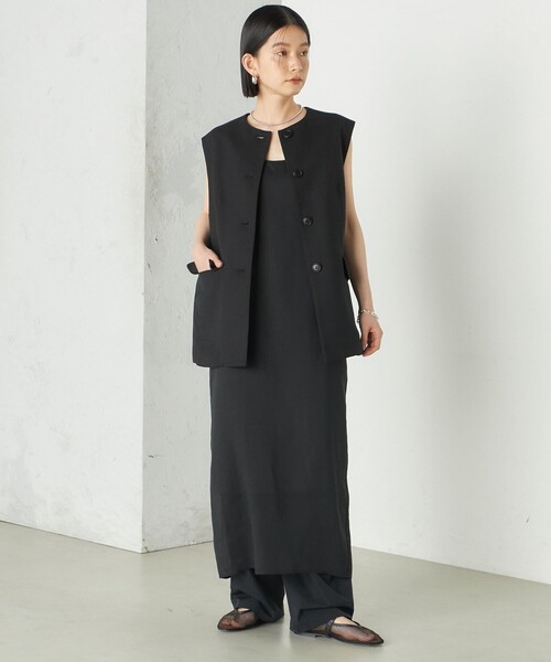 SHIPS(シップス)の「Wai+:〈手洗い可能〉オーガンジー ノースリーブ 2WAY ワンピース(ワンピース・レディース・ブラック/ベージュ系・ONE SIZE)」の12枚目の写真