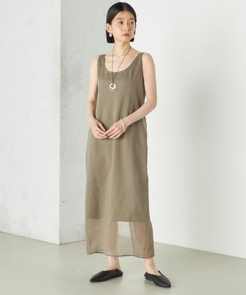 SHIPS(シップス)の「Wai+:〈手洗い可能〉オーガンジー ノースリーブ 2WAY ワンピース(ワンピース・レディース・ブラック/ベージュ系・ONE SIZE)」の13枚目の写真