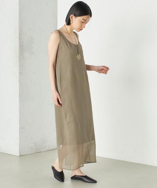 SHIPS(シップス)の「Wai+:〈手洗い可能〉オーガンジー ノースリーブ 2WAY ワンピース(ワンピース・レディース・ブラック/ベージュ系・ONE SIZE)」の17枚目の写真