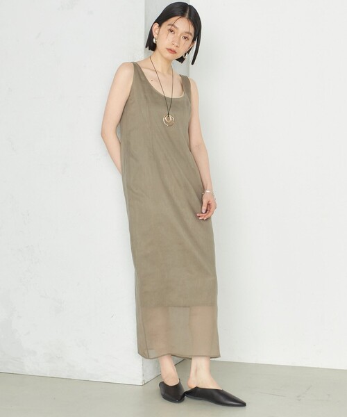 SHIPS(シップス)の「Wai+:〈手洗い可能〉オーガンジー ノースリーブ 2WAY ワンピース(ワンピース・レディース・ブラック/ベージュ系・ONE SIZE)」の20枚目の写真