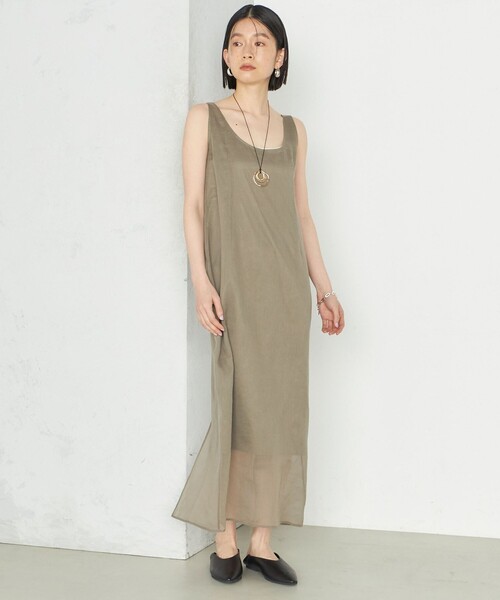 SHIPS(シップス)の「Wai+:〈手洗い可能〉オーガンジー ノースリーブ 2WAY ワンピース(ワンピース・レディース・ブラック/ベージュ系・ONE SIZE)」の21枚目の写真