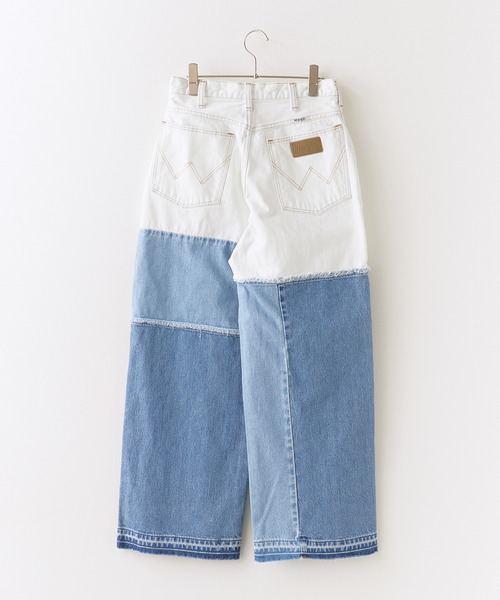 Wrangler(ラングラー)の「Wrangler/ラングラー WREMAKE WIDE リメイクワイドデニム 切り替えデザイン パッチワークデザイン アシンメトリ― 2026年 夏 夏服(デニムパンツ・レディース・ブルー/ブラック・L/M/S/XS)」の22枚目の写真