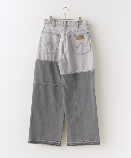 Wrangler(ラングラー)の「Wrangler/ラングラー WREMAKE WIDE リメイクワイドデニム 切り替えデザイン パッチワークデザイン アシンメトリ― 2026年 夏 夏服(デニムパンツ・レディース・ブルー/ブラック・L/M/S/XS)」の21枚目の写真