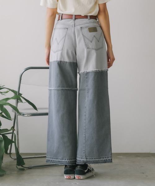 Wrangler(ラングラー)の「Wrangler/ラングラー WREMAKE WIDE リメイクワイドデニム 切り替えデザイン パッチワークデザイン アシンメトリ― 2026年 夏 夏服(デニムパンツ・レディース・ブルー/ブラック・L/M/S/XS)」の20枚目の写真