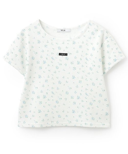Mi-je(ミジェ)の「小花柄ワッフル半袖Tシャツ【韓国ファッション】(Tシャツ/カットソー・レディース・アイボリー/ピンク・F)」の14枚目の写真