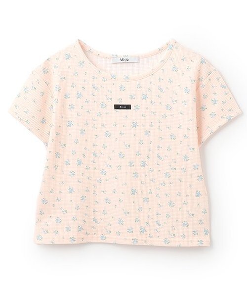 Mi-je(ミジェ)の「小花柄ワッフル半袖Tシャツ【韓国ファッション】(Tシャツ/カットソー・レディース・アイボリー/ピンク・F)」の13枚目の写真