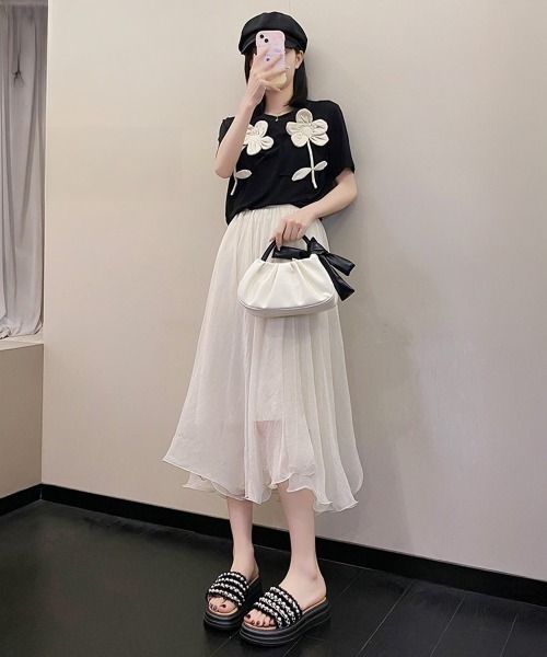 Miniministore(ミニミニストア)の「厚底サンダル パール付きフラットサンダル(サンダル・レディース・ブラック/アイボリー・22.5cm/23.0cm/23.5cm/24.0cm/24.5cm)」の11枚目の写真