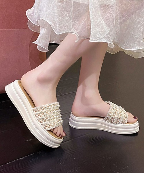Miniministore(ミニミニストア)の「厚底サンダル パール付きフラットサンダル(サンダル・レディース・ブラック/アイボリー・22.5cm/23.0cm/23.5cm/24.0cm/24.5cm)」の16枚目の写真