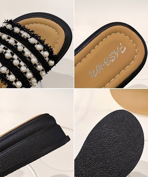 Miniministore(ミニミニストア)の「厚底サンダル パール付きフラットサンダル(サンダル・レディース・ブラック/アイボリー・22.5cm/23.0cm/23.5cm/24.0cm/24.5cm)」の5枚目の写真