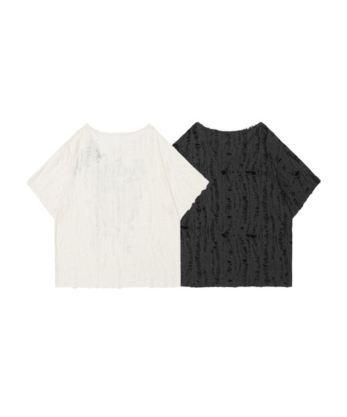 HOOK(フック)の「ダメージバタフライTシャツ (SS)(Tシャツ/カットソー・レディース・ダークグレー/ライトベージュ・SMALL/MEDIUM)」の4枚目の写真