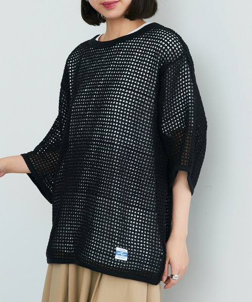 ARMY TWILL（アーミーツイル）の「【ARMY TWILL】Cotton Mesh Tee AM-2513004（Tシャツ/カットソー・メンズ・アイボリー/ブラック・S）」の2枚目の写真