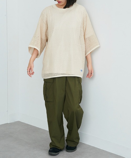 ARMY TWILL（アーミーツイル）の「【ARMY TWILL】Cotton Mesh Tee AM-2513004（Tシャツ/カットソー・メンズ・アイボリー/ブラック・S）」の8枚目の写真