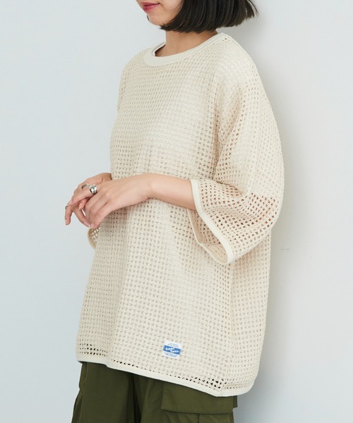 ARMY TWILL（アーミーツイル）の「【ARMY TWILL】Cotton Mesh Tee AM-2513004（Tシャツ/カットソー・メンズ・アイボリー/ブラック・S）」の6枚目の写真