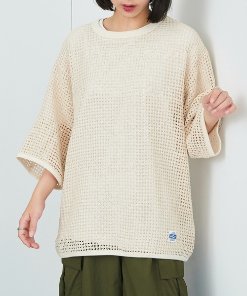 ARMY TWILL（アーミーツイル）の「【ARMY TWILL】Cotton Mesh Tee AM-2513004（Tシャツ/カットソー・メンズ・アイボリー/ブラック・S）」の4枚目の写真