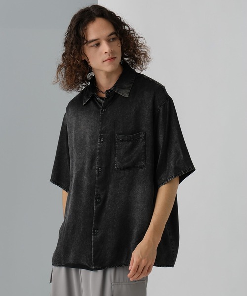 HARE（ハレ）の「レーヨンフェードカコウシャツ(HARE)（シャツ/ブラウス・メンズ・ブラック/パープル・FREE）」の5枚目の写真